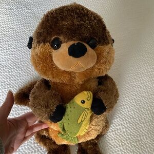 River Otter with Fish Stuffie Fiesta Slick- 14”